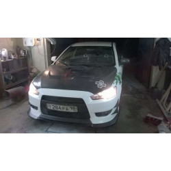 Спойлер переднего бампера (под клыки) (стекло-пластик) для Mitsubishi Lancer X